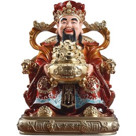 Chinese God of Wealth Statue - Wealth Fortune Figurine, Resin,Auspicious Prosperity Decor for Home and Business, Lucky Wealth Attractor - Model: CS0801