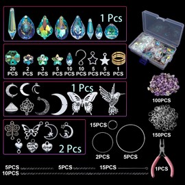 Acidea DIY Suncatchers, 400 pcs Sun Catchers Making Supplies Kit for Adults, Crystals Crafts Prism Hanging Decorative Rainbow Maker for Windows Indoor Outdoor Christmas Birthday Home Decor