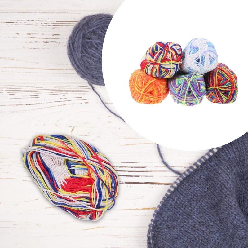 TEHAUX Cotton Yarn Knitting Blanket Yarn Multicolor Gradient Wool for