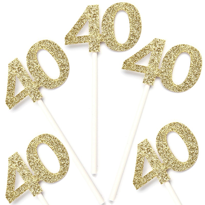 24 PCS 40th Cupcake Toppers - Anniversary or Birthday Cupcake
