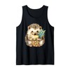 Pineapple Hedgehog Watercolor Wildlife Drawing Artwork Tank Top