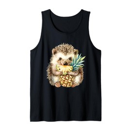 Pineapple Hedgehog Watercolor Wildlife Drawing Artwork Tank Top