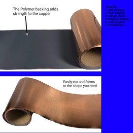 EAGLE 1 - Roll Valley Flashing -Galvanized and Aluminum Metal Rolls- Craft Metal- Many Sizes (3 Oz Copper, 8" x 20 FT)