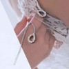 TseenYi Cz Teardrop Threader Earring Crystal Pear Hollow Dangle Earring