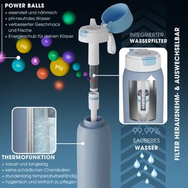 BLATTBERG Outdoor Water Filter Drinking Bottle Stainless Steel [740 ml] - 99.9999% Protection Against Bacteria, Viruses, Parasites, Heavy Metals - Filter Accuracy of 0.01 µm
