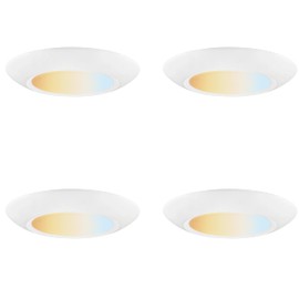 Sunlite 6” LED Flush Mount Round Disc Fixture, 12 Watts (60W=), Color Temperature Selectable (27K-50K), 840 Lmns, 35,000 Hour Life Span, Retrofit or J-Box Mount, ETL Listed, 4 Pack