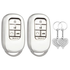LECART Key Fob Cover for Honda Civic 2024 2023 2022 Accord CR-V HR-V Civic Pilot Sport Touring 5 Buttons Full Protection Key Shell TPU Key Fob Case 2 Pack White