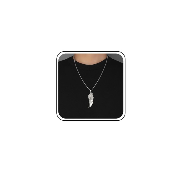 TseenYi Angel Wing Pendant Necklace Silver Wing Pendant Sweater Chain
