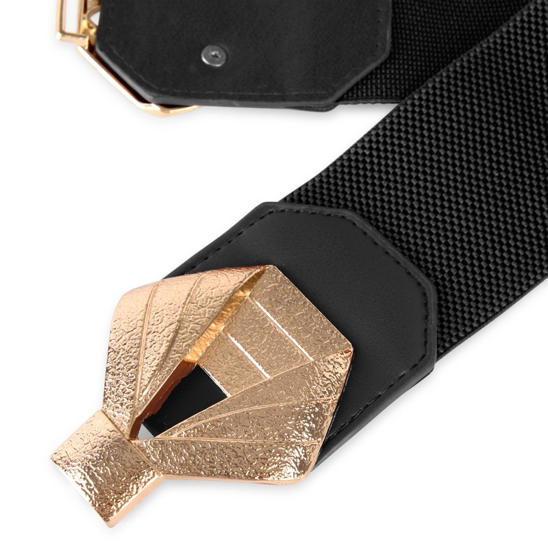 BlackButterfly Wide Cinch Stretchy Elastic Material Waistband Retro Golden Bow