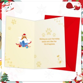 DPKOW Funny Cat Christmas Card Keyring Gifts, Xmas Christmas Card from the Cat, Cat Lovers Christmas Xmas Gifts, Christmas Cat Keyring, Christmas Greeting Card with Envelope, Cat Mum Dad Gifts