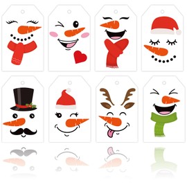 Whaline 120Pcs Christmas Paper Gift Tags with Hemp Rope Xmas Snowmen Paper Tags Christmas Winter Holiday Hanging Labels for Xmas Party Gift Wrapping Holiday Home Decor