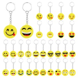 UTOCLEC Children's Keyrings, Pack of 30 Mini Emoji Pendants, Party Bag Children's Birthday, Party Bag Gift for Children Party, Birthday Party