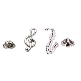 Double Pack Saxophone Pin Treble Clef Brooch Saxo Brooch Music Pin Pin Silver, Alloy Steel