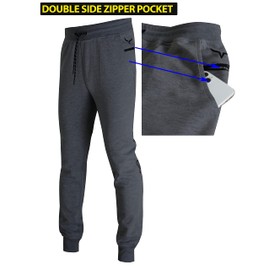 Screenshot SPORTS-A4059 Mens Premium Fleece Utility Function Sportswear Pants - Athletic Jogger Workout Gym Multi Zipper Pockets Sweatpants-Charcoal-XLarge