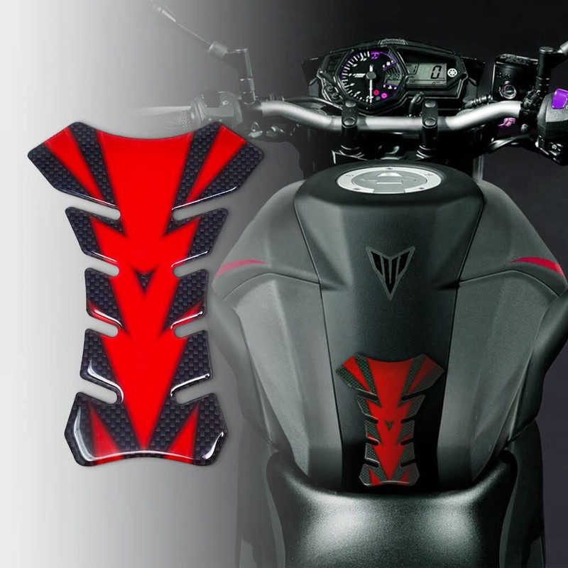 3D Tank Protection for Motorcycle, Colours, Red and Black Carbon