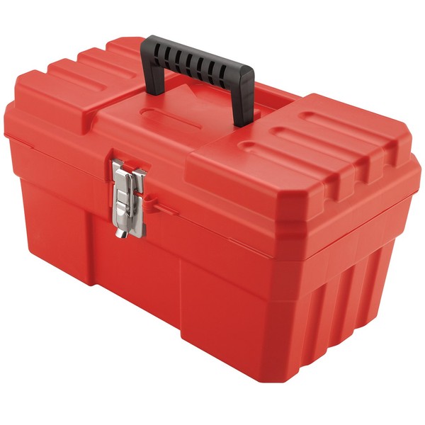 Akro-Mils 09514 ProBox Plastic Toolbox with Removable Tray for Tools, Hobby or Craft Storage, 14-Inch x 8-Inch x 8-Inch, Red