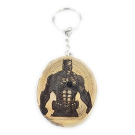 Promotech Superhero Handmade Laser Engraved Unique Wooden Keyring, natural wood