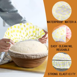 ZWWOGE 8 Stück Abdeckhauben für Lebensmittel Wiederverwendbar Abdeckhaube GäRkorb Brot Schüsseln Abdeckungen mit Gummizug Staubfreie Abdeckung Frischhaltehauben Brot Backen Zubehör Gärhaube