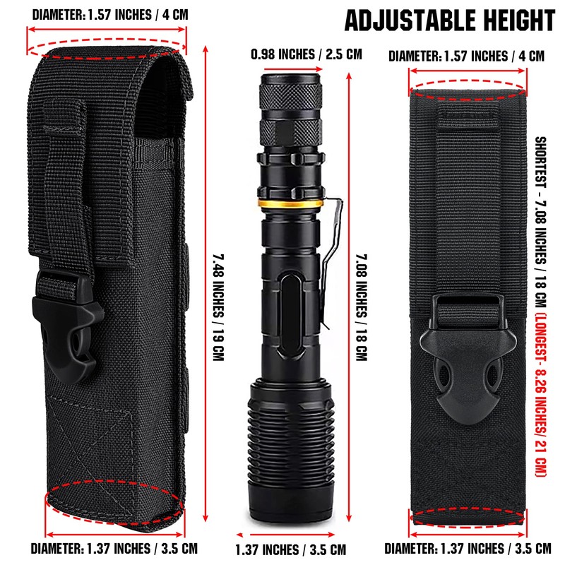 IronSeals Tactical Flashlight Pouch Holster Case Belt Pouch, Molle EDC