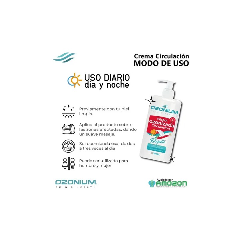Crema Circulación Ozonizada 500ml, Ozonium Ozon006