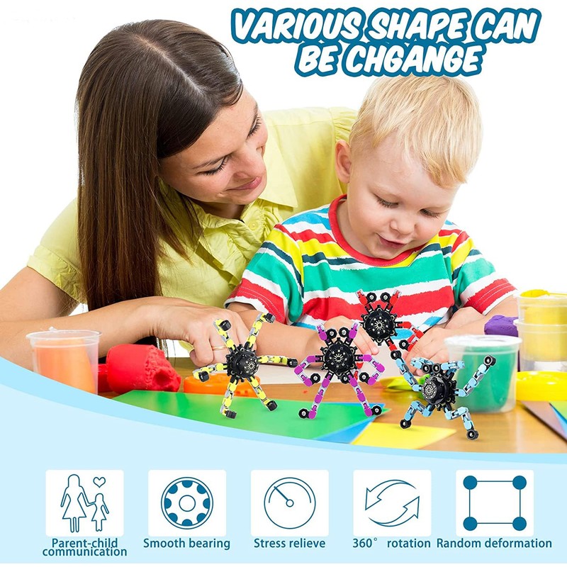 20pcs Random Fidget Spinners,DIY Deformable Robot Fingertip Toys,Decompression Spinner,Deformable Creative
