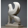 Sphinx Greek Mythical Woman Head Lion Statue Cast Marble Sculpture
