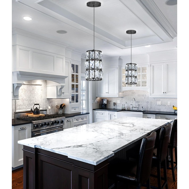 dolria Modern Crystal Chandelier Mini Chandelier Pendant Lighting for Kitchen