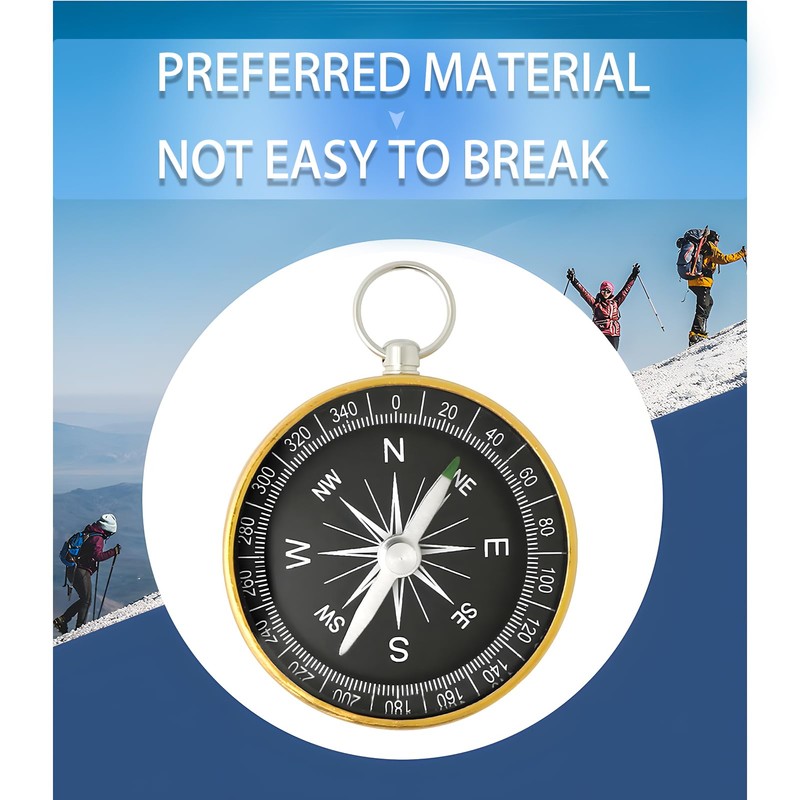 Compass Navigation with Keychain, Portable Hiking Compass Adjustable Declination Orienteering