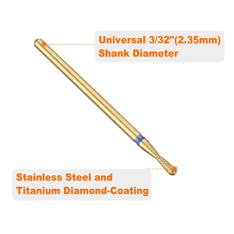 sourcing map 5pcs 120-140 Grits Diamond Grinding Bit 2mm Match