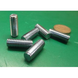 Unbranded Zinc Plated Steel Threaded Studs, RH, 3/8"-16 x 1.00" Length, Pkg of 25 Pcs