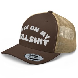RIVEMUG NG Back on My Bullshit Embroidered Curved Bill Trucker Hat Mid Crown Adjustable Funny Cap