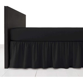 British Home Bedding - Plain Polycotton Extra Deep Frilled Bed Base Valance Sheet (Black, Double)