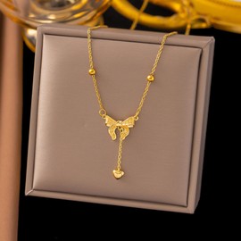 Bow Necklace Gold Necklace for Women Gold Bowknot Necklace Sparkly Rhinestone Necklace Dainty Bow Pendent Necklace Birthday Wedding Jewelry Gifts for Women Girls