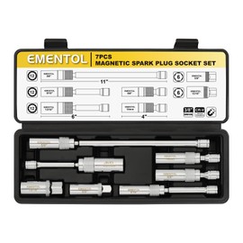 EMENTOL 7PCS 3/8" Drive Spark Plug Socket Set, CR-V, Swivel Magnetic Extension Sockets, Includes 9/16", 5/8", 13/16", 14mm Sockets