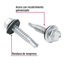 Fiero PIBR-1R, Pija hexagonal, punta broca c/rondanas 1", bolsa c/100 pzas