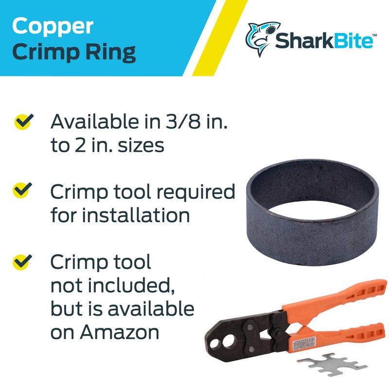 SharkBite 1-1/4 Inch Copper Crimp Rings, Pack of 50, PEX