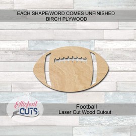 Football Wood Cutouts for crafts, Laser Cut Wood Shapes 5mm thick Baltic Birch Wood, Multiple Sizes Available