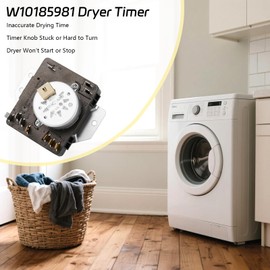 Upgraded W10185981 Dryer Timer Compatible with Whirlpool, Maytag, Kenmore, Crosley, Amana, Dryer Timer Control Replacement for -WPW10185981, AP6016540, 1481704, PS11749830