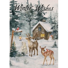 Covido Home Decorative Winter Wishes Polar Bear Reindeer Sika Deer Garden Flag, Animal House Yard Bird Country Farm Outside Decoration, Christmas Snow Farmhouse Outdoor Small Decor Double Sided 12x18