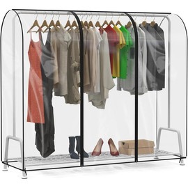 Clear Garment Rack Cover, 6Ft Transparent Clothes Rack Cover Waterproof Clothing Rack Cover with 2 Durable Zippers for Garment Rack (72"L x 20"W x 60"H, Rack Not Included) - Color: 72"L x 20"W x 60"H