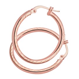 Citerna AR056R 9ct Rose Gold Side Diamond Cut Round Hoop Earrings