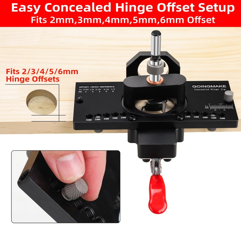 GOINGMAKE Metal Concealed Hinge Jig with Quick Clamp and Dust