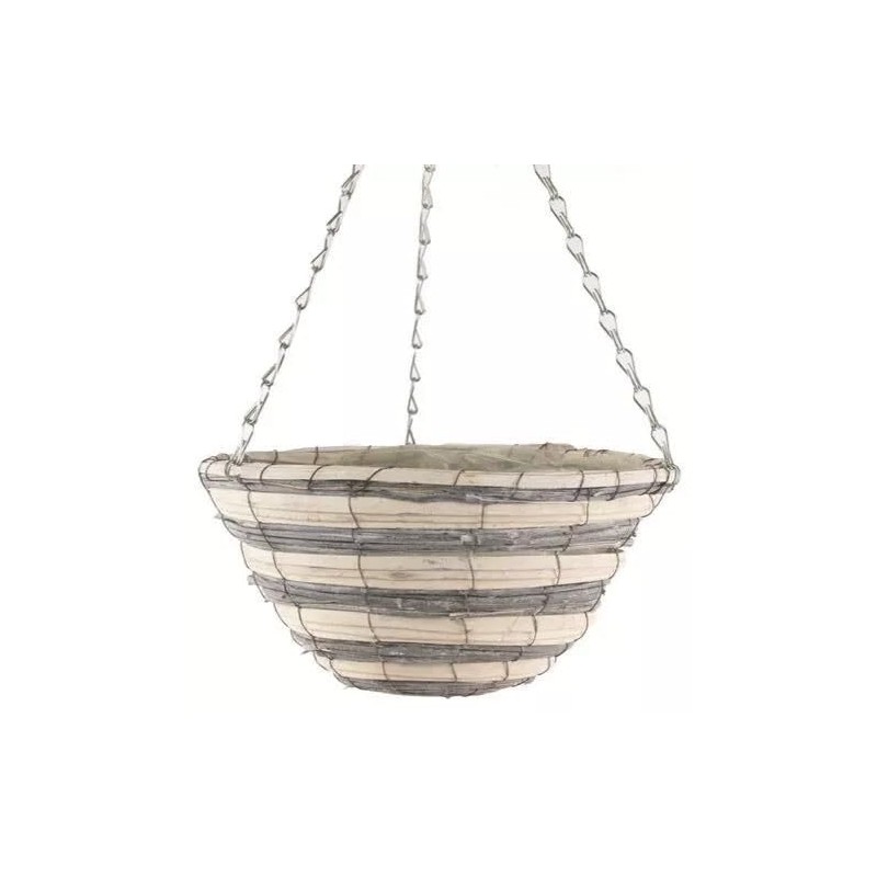 Fyne-Finds Set of 2 Natural Grey Cream Wicker Hanging Deco