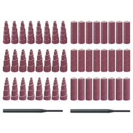 Sysarua 50 Pcs 1-1/2 Inch Sand Paper Including 2 Porting Mandrel, Rotary Flap Disc, Abrasive Cartridge Rolls, Cone Cylinder, 1/4" Shank Die Grinder Sanding Bits for Metal Wood Working