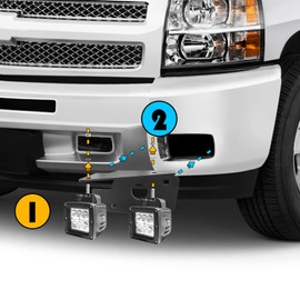 Dasen 3 inch 24W LED Fog Light Pods & Front Hidden Bumper Mounting Bracket Kit Compatible with Silverado 1500 2007-2013, Fit Silverado 2500 2007-2014