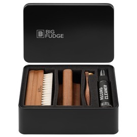 Big Fudge Vinyl Record Cleaning Kit - Collector's Edition - 100% Sapele Wood Vinyl Accessories - Velvet Vinyl Record Cleaner, Anti-Static Vinyl Brush, Stylus Brush and Vinyl Cleaner Solution w/Case