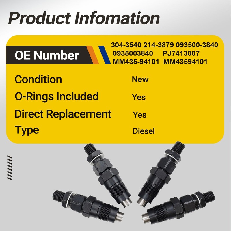 ackacoo 4PCS MM43594101 MM435-94101 Fuel Injectors Set 304-3540 093500-3840 for