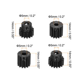 DMiotech M1 13T 14T 15T 16T Steel 5mm Hardened Pinion Motor Gear for RC Car Brushed Replacement Brushless Motors, RC Applications with 4 Pcs Screws & Hex Spanner for DIY RC Boat Drone