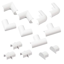 D-Line Small Cable Raceway Accessory Pack, Join 0.78in x 0.39in Cord Cover Lengths, 13 Accessories Included, Hide Cords Around a Variety of Angles - White
