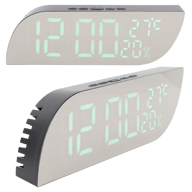 Digital Alarm Clock Multifunction Innovative Silent Temperature Humidity LED Mirror